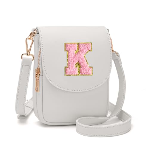 Image of Viverte Crossbody Purse for Teen Girls Small Initial Cell Phone Toddler Purse Leather Triple Compartment Crossbody Bags