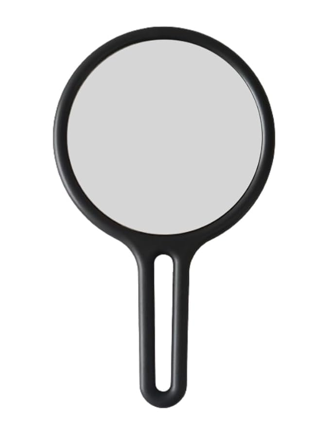 Round Shape 1x15x Acrylic Handheld Beauty Makeup Mirror Both Sides one Side Magnifier for Bathroom, Dressing (Black)-image-42
