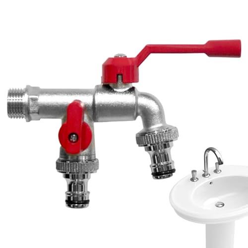 Grifo de agua de agua doble anticongelante, resistente al óxido, con doble salida en conector de manguera