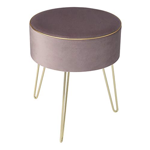 WOLTU Puff Asiento Almacenaje Terciopelo Redondo/Otomana Taburete Sofá Dormitorio Habitacion Caja de Almacenamiento 36 x 45cm Rosa SH64rs