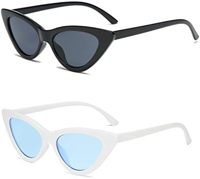 YOSHYA Retro Vintage Narrow Cat Eye Sunglasses for Women Clout Goggles Plastic Frame