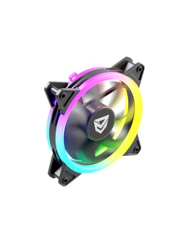Nfortec DRACO X 140mm A-RGB Fan Black, Ventilador Suplementario Negro para PC Iluminación RGB Personalizable, Max 1300 RPM, Rodamientos Hidraulicos, 12V 0,26A +-20%,4 tornillos instalación