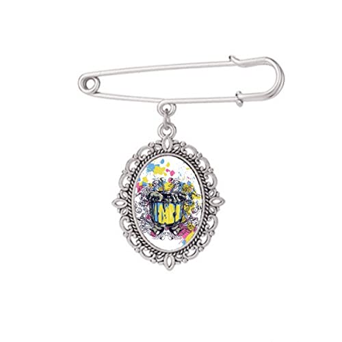 Broche main de guitare graffiti avec attache barrel sécurisée pour grand châle