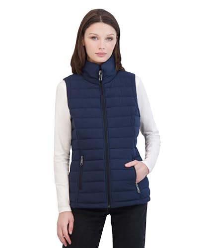 Image of Nautica Women's Stretch Puffer Vest - Water-resistant Transitional Outerwear Layer With Detachable Hood