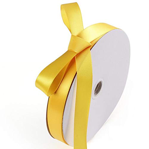 Langeo Ribbon, Fabric Ribbons 100 Yards 2Cm 3/4" Wide, Gift Wrapping Ribbon, Holiday Decorative Ribbon, Cake Box Wrapping Ribbon/Yellow Ribbon #TOP2