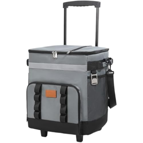 Vlwm保冷バッグ サーモス クーラーボックス キャスター付き 35L大容量 折りたたみ式 保冷バッグ 保冷保温 ショッピングカート コンパクト収納 防水加工 水漏れ防止 ソフトクーラーボックス 軽量 キャンプ/釣り/買い物/BBQ対応 (グレー)