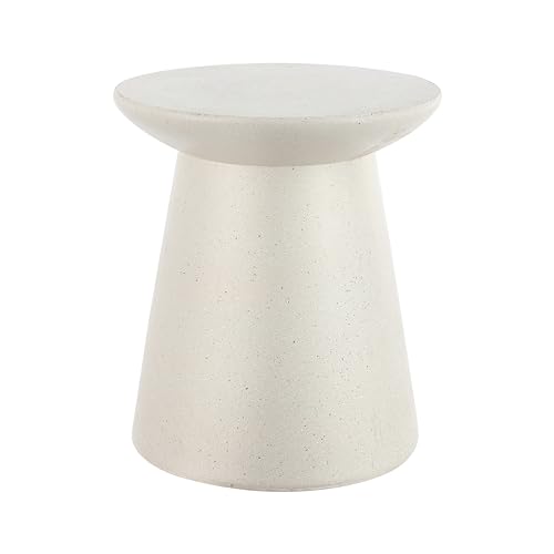 JONATHAN Y Hollie 18 Round Drum Indoor Outdoor Side Table Cream Terrazzo