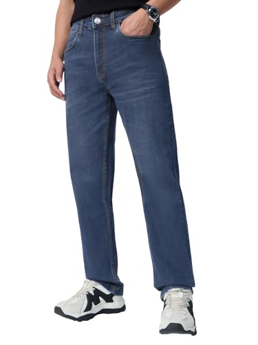 Image of The Souled Store Straight-Fit Denim: Men and Boys Cotton Blend Straight Fit Cargo Pockets Lightweight Everyday All-Season Denim Jeans