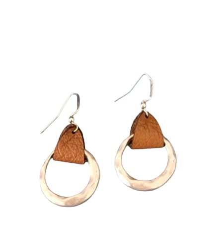 Leather Strap Earrings Silver Hoop Earrings