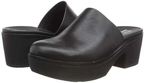 Fitflop Pilar Leather Mule Platforms Clogs For Women - Leather Upper, Closed Toe Style, And Textile Lining All Black 6 M (B) #TOP6