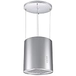 Cookology HICYL351SS Hanging Cyclinder Island Cooker Hood in Stainless Steel - 35cm Width - Modern Ceiling Mounted Extractor Fan - LED Lights - Energy Rating A - 3 Speed Settings - Adjustable Height