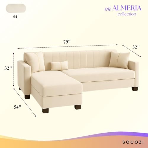 Image of SOCOZI Averique 4 Seater LHS L Shape Sofa Set |Premium Leatherette Upholstery | Modern Design | Plush Comfort Cushions for Living Room (Cream)