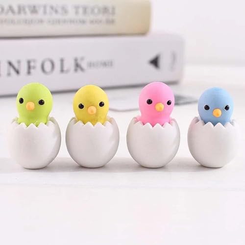 Image of AK Store (Pack of 4) 3D Cute Cartoon Shape Rubber Pencil Erasers, School Stationery for Kids, Boys Girls, Birthday Return Gifts (Chicken in Eggshell)