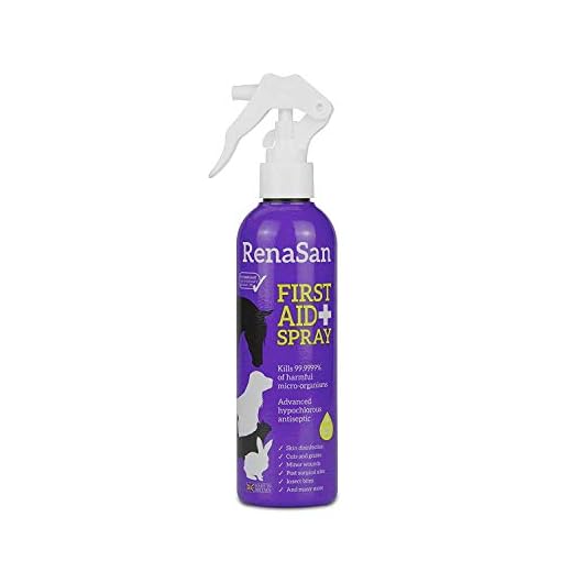 RenaSan Spray de Primeros Auxilios 250ml - Para todos los animales, perros, gatos, mascotas pequeñas, caballos, reptiles, aves de corral y aves