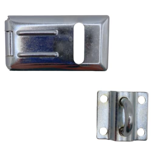 Image of NU-SET | 1 1 /2-Inch Laminated Steel Padlock and Single Hinged Steel Hasp with Rolled Edges