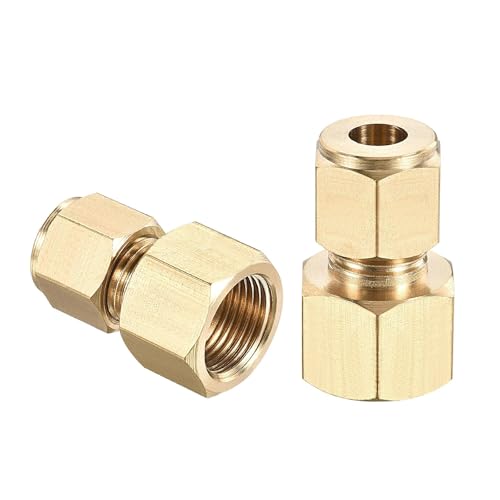 Boxonly Compression Tube Fitting G3/8 Female Thread x 8mm Tube OD Straight Coupling Adapter Brass Pack of 2