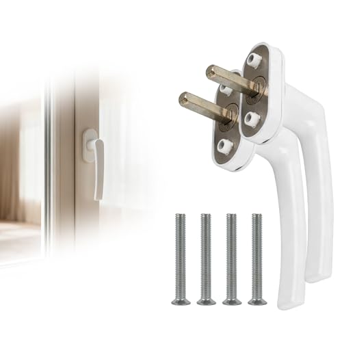 Manilla De Aluminio Para Ventanas, Juego De 2 Cerraduras De Seguridad, Diseño Ergonomico Y Moderno, Ideal Para Ventanas Estándar Y Puertas De Balcón, Color Blanco Manilla Ventana Aluminio