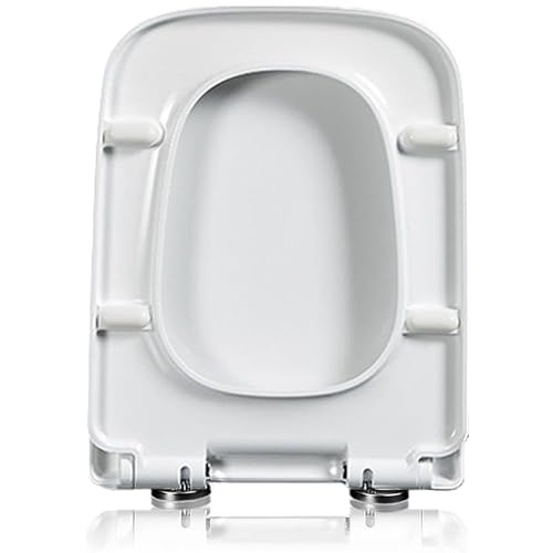 Asiento De Inodoro Con Cierre Suave, Liberación Rápida Para Una Fácil Limpieza, Tapa De Inodoro Universal Para WC Cuadrados, Fácil Instalación Con Fijación Superior, Tapa WC Blanco De PP, 45x35.5cm