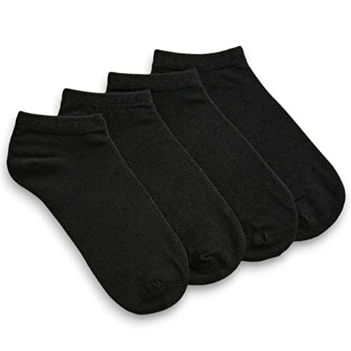 LEALDEALZ Cotton Ankle Socks for Men and Women - Pack of 4, Solid, Free Size, Black, Free Size