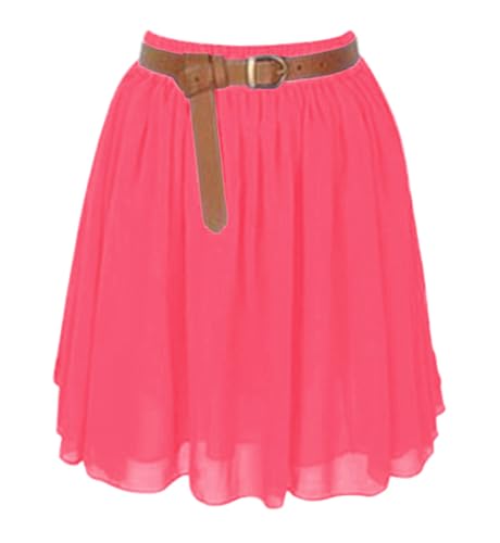 Indian Trendy Women's Mini Skirt Girl Chiffon Short Dress Pleated Retro Elastic Waist