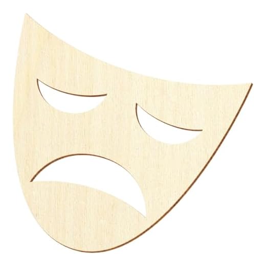 Masque dramatique en bois V2 – Décoration pour bricolage 5-50 cm, taille : 34 cm, lot de : 1 pièce
