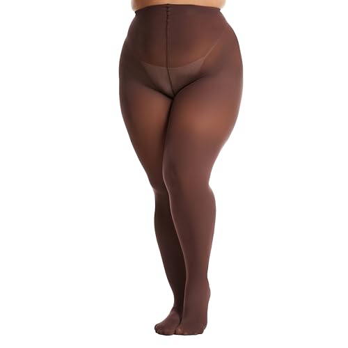Image of Frola Plus Size Tights for Women Semi Opaque Control Top High Waist Stockings 60 Denier Women's Pantyhose 2X 3X 4X 5X