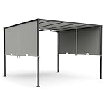 VonHaus Garden Pergola with Roof 3x3m – Metal Pergola with Retractable Roof & Powder Coated Steel Frame, Weatherproof Gazebo with Sides, Removable Canopy, Sliding Double Roof for Outdoor, Deck, Patio