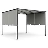 VonHaus Garden Pergola with Roof 3x3m – Metal Pergola with Retractable Roof & Powder Coated Steel Frame, Weatherproof Gazebo with Sides, Removable Canopy, Sliding Double Roof for Outdoor, Deck, Patio