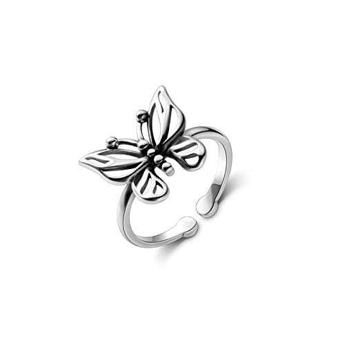Bague papillon hollow style rétro anneau réglable ajouré