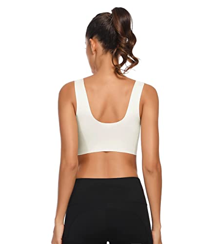 Image of WOWENY Seamless Bras for Women Sleep Leisure Sports Yoga Bra Padded Wireless Thin Soft Comfy Pullover Tops Plus Size