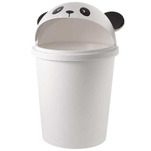 Poubelle Panda 12l Hohopeti avec couvercle en plastique compact pour bureau