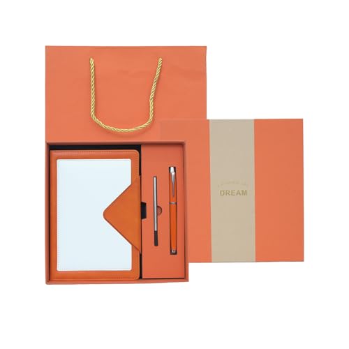 Image of CAVALO - Be Unique Diary Gift Set with Pen | Premium Notebook with Pen & Extra Refill | 6 x 8 Inch, 240 Lined Pages, Undated | Ideal for Corporate Gifting, Office Use, Diwali & New Year Presents (Orange Triangle Diary Gift Set)