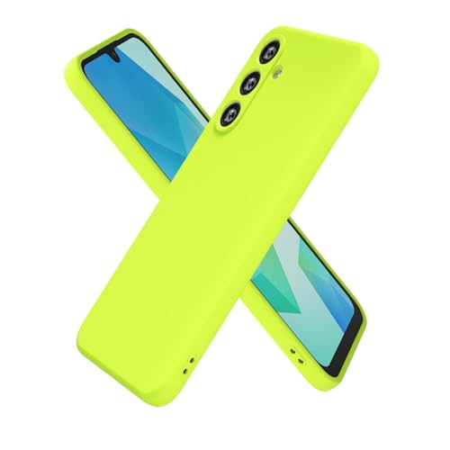 oakxco for Samsung Galaxy A16 5G Case Silicone, Ultra Slim Thin Phone Case for Women Girls, Plain Solid Color Minimalist Aesthetic Cute Girly Design, Soft Rubber Gel TPU with Camera Cover, Neon Green