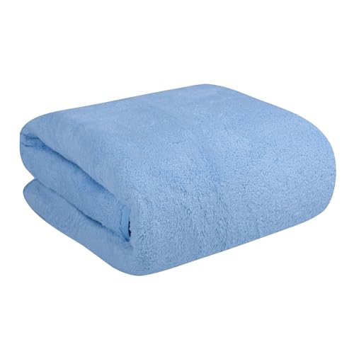 Image of Fezora Microfiber Bath Towel for Men & Women - Large Size 70x140 cm, 400 GSM, Ultra Soft, Quick Dry, Lightweight & Super Absorbent Towel for Bathroom, Gym, Spa, Travel & Swimming (Light Blue)