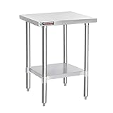 DuraSteel 30x24 Stainless Steel Work Table - NSF Commercial Prep Metal Table - Outdoor Pizza Oven Stand...
