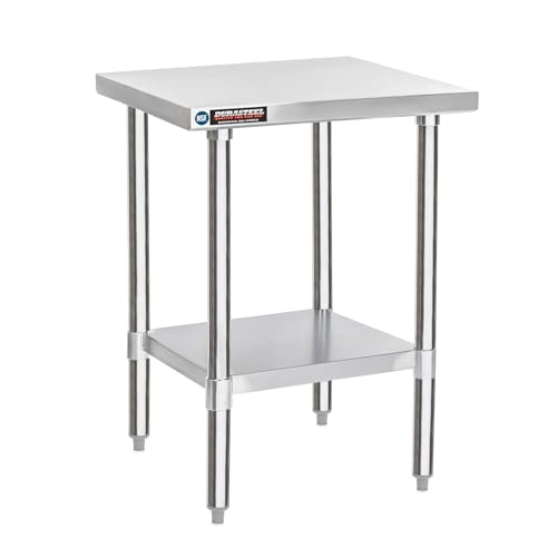 Image of DuraSteel 30x18 Stainless Steel Work Table - NSF Commercial Prep Metal Table - Outdoor Pizza Oven Stand w /Under Shelf - Kitchen Island Laundry Utility Garage Microwave Stand Large Rolling Storage Cart