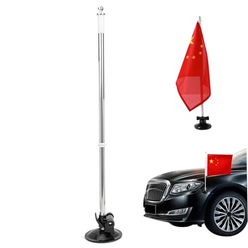 Asta de bandera telescópica, soporte para asta de bandera de coche con soporte de succión de aire, soporte para bandera con ventosa para exteriores, para coche, camión, barco y vehículo, asta de bande