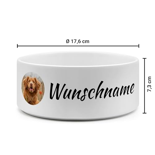 PhotoFancy® - Personalisierter Futternapf mit eigenem Foto und Namen oder Text Bedruckt - Für Hunde - Napf, Hundenapf, Wassernapf selbst gestalten - Design: Layout 2 - Variante: Groß 950 ml