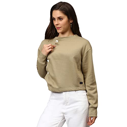 Image of Campus Sutra Cotton Women Hooded Sweatshirt