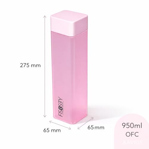Image of Premium Slim Square Water Bottle BPA Free Plastic Frosty Finish Leak Proof Fridge Fit Freezer Safe Drinking Bottle for School Office Gym Travel Use (Square Bottle)(PACK OF-1, 6 PCS)