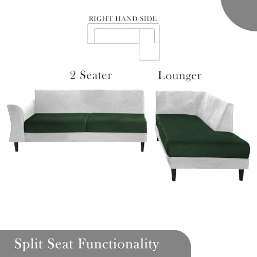 Image of Gratly RHS 4 Seater L Shape Sofa Set for Living Room (Green Grey Colour) Premium Fabric Sofa