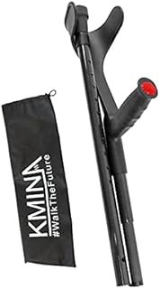 KMINA PRO - Folding Carbon Fiber Crutch (x1 Unit, Open Cuff), Forearm Crutch, Crutch for Adults, Crutch for Walking, Foldable Crutch, Crutch for Women and Men, Crutch Adjustable - Made in Europe