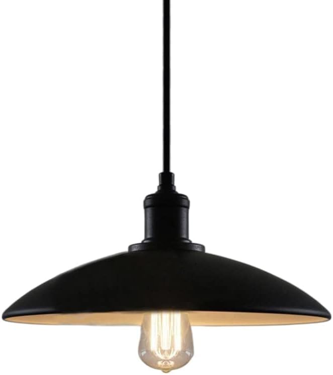 Lustre suspension E27 en métal noir avec plafonnier industriel robuste