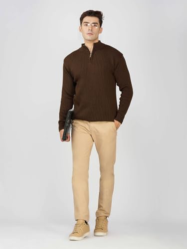 Image of LOQUE Men's Wool Blend Selection Sweater Half Zip High Neck Pullover Warm Casual Winter Wear for Office and Travel
