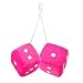Zone Tech Pair Black and White Mirror Fuzzy Dice - Pair Black and White Plush Car Mirror Fuzzy Dice Pair (Pink)