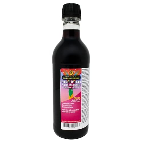 Zero Zucker Apfel- und Trauben-Fruchtbombenmixkonzentrat | 500 ml ergibt 12,5 Liter | ohne Zucker | für Wassersprudler | kalorienarm | ohne Konservierungsstoffe | ohne künstliche Farbstoffe