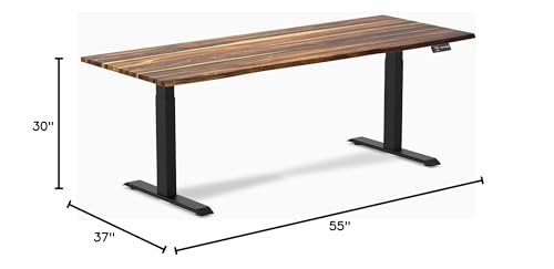 Image of Desky Dual Hardwood Sit Stand Desk - 80x30 Electric Standing Desk - Dual Motor, 3 Stage Adjustable Height Desk - Solid Wood Standing Desk - Whole-Piece Top in Pheasantwood Wood