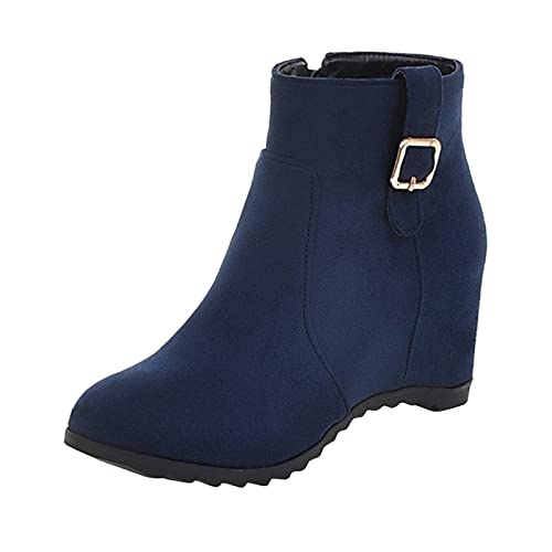 Bottines compensées en daim bleu confortables pour le bureau