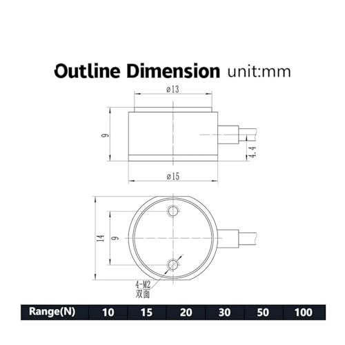 Sensor miniatura celda de carga columna boton compresion tension 15N 2