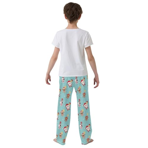 ZZXXB Xmas Cow Reindeer Boys Long Pants Soft Trousers Elastic Waist Kids Lounge Bottoms with Pockets S-XL3